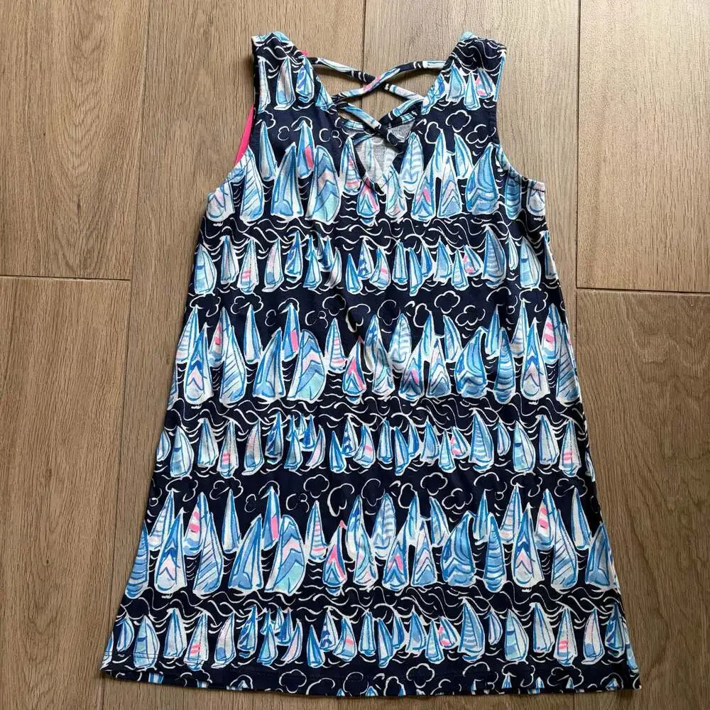 Lilly Pulitzer Kids Mini Kristen Dress Low Tide Navy Sails And Stripes Size S